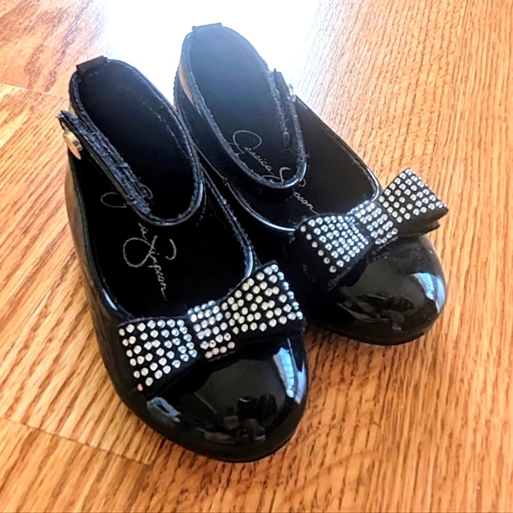 Jessica Simpson baby toddler girl black dress shoes. Size: 6.
